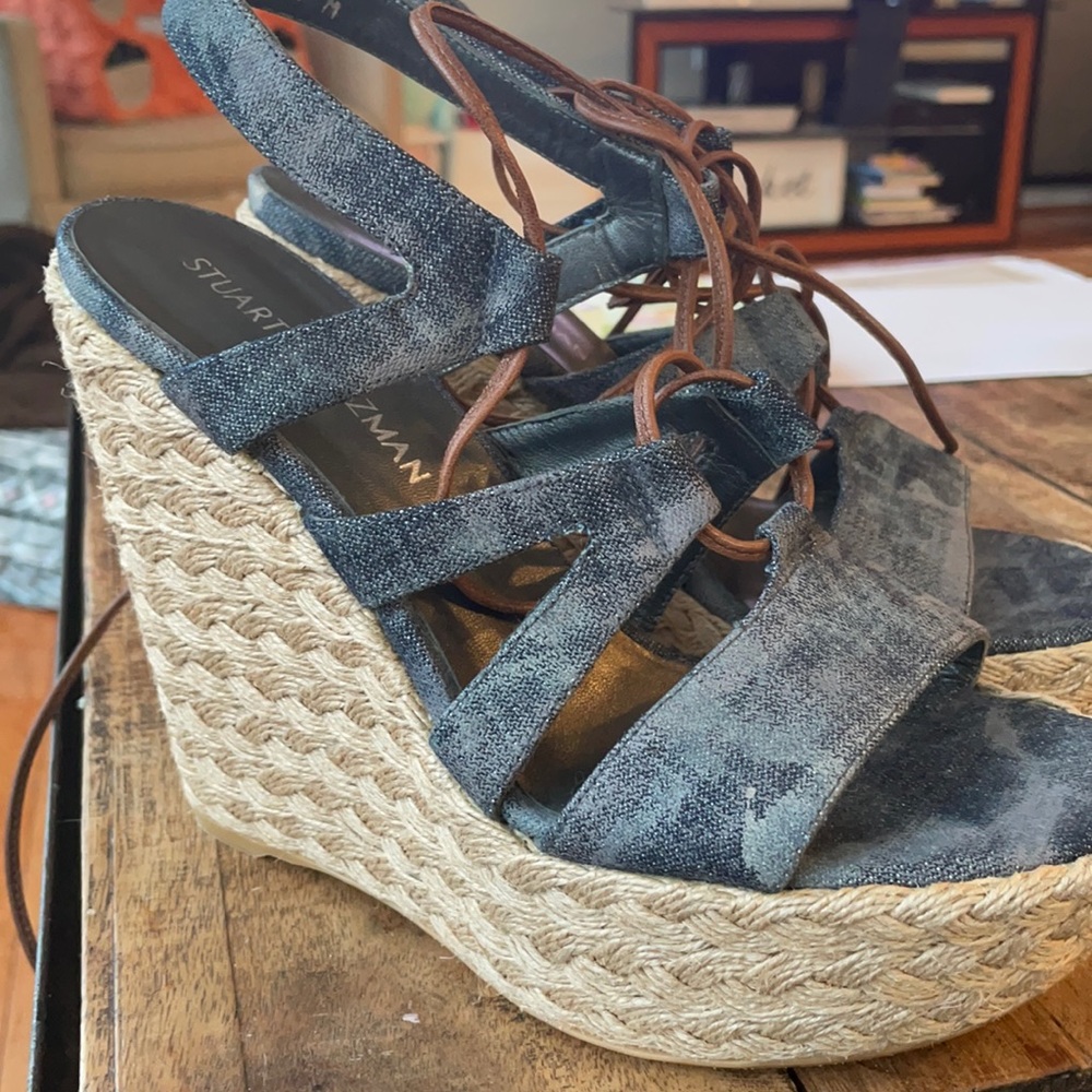 Stuart Weizman denim wedge